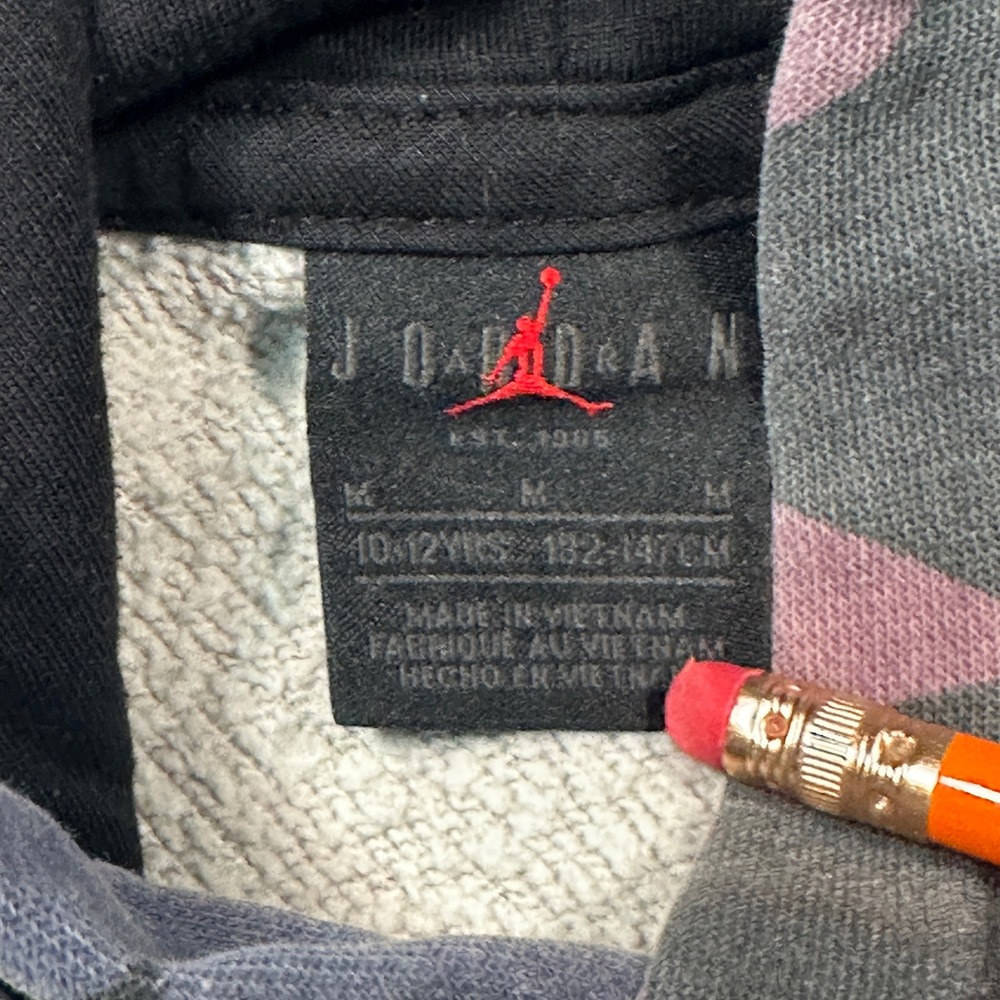 Jordan Hoodie Kids Size M Black Purple Grey Zigzag Geometric Jumpman FLAW - Picture 4 of 9